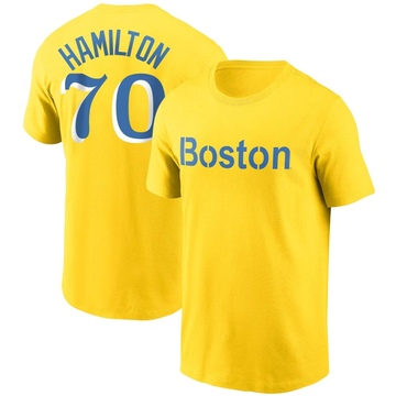 Men's Boston Red Sox David Hamilton ＃70 City Connect Name & Number T-Shirt - Gold