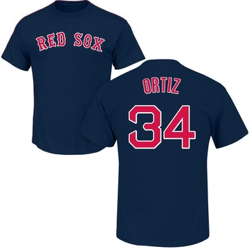 Men's Boston Red Sox David Ortiz ＃34 Roster Name & Number T-Shirt - Navy