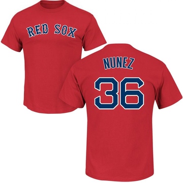 Men's Boston Red Sox Eduardo Nunez ＃36 Roster Name & Number T-Shirt - Scarlet