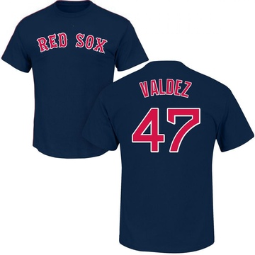 Men's Boston Red Sox Enmanuel Valdez ＃47 Roster Name & Number T-Shirt - Navy