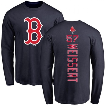 Men's Boston Red Sox Greg Weissert ＃57 Backer Long Sleeve T-Shirt - Navy