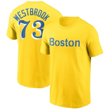 Men's Boston Red Sox Jamie Westbrook ＃73 City Connect Name & Number T-Shirt - Gold