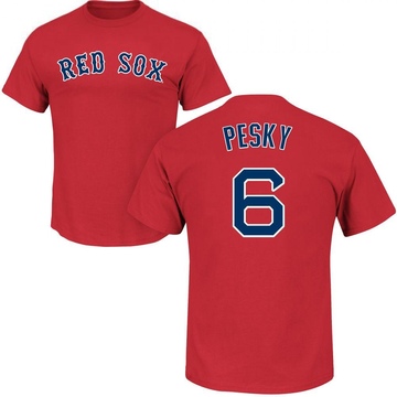 Men's Boston Red Sox Johnny Pesky ＃6 Roster Name & Number T-Shirt - Scarlet