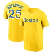 Men's Boston Red Sox Josh Winckowski ＃25 City Connect Name & Number T-Shirt - Gold