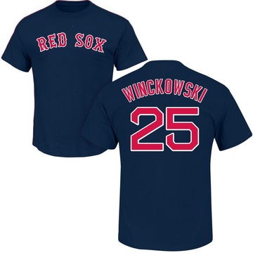 Men's Boston Red Sox Josh Winckowski ＃25 Roster Name & Number T-Shirt - Navy