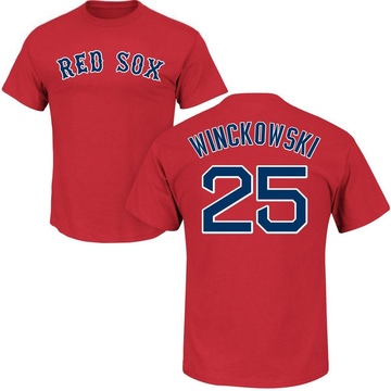 Men's Boston Red Sox Josh Winckowski ＃25 Roster Name & Number T-Shirt - Scarlet