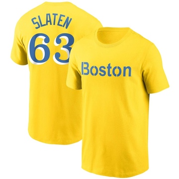 Men's Boston Red Sox Justin Slaten ＃63 City Connect Name & Number T-Shirt - Gold