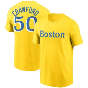 Men's Boston Red Sox Kutter Crawford ＃50 City Connect Name & Number T-Shirt - Gold