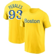 Men's Boston Red Sox Luis Perales ＃93 City Connect Name & Number T-Shirt - Gold