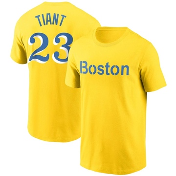 Men's Boston Red Sox Luis Tiant ＃23 City Connect Name & Number T-Shirt - Gold