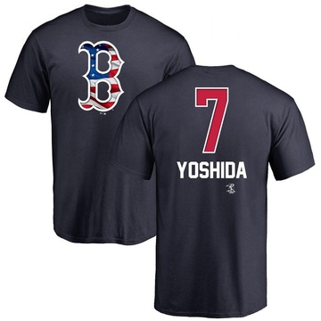 Men's Boston Red Sox Masataka Yoshida ＃7 Name and Number Banner Wave T-Shirt - Navy