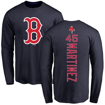 Men's Boston Red Sox Pedro Martinez ＃45 Backer Long Sleeve T-Shirt - Navy