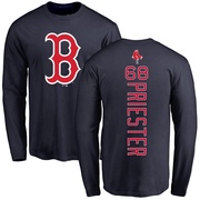 Men's Boston Red Sox Quinn Priester ＃68 Backer Long Sleeve T-Shirt - Navy