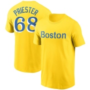 Men's Boston Red Sox Quinn Priester ＃68 City Connect Name & Number T-Shirt - Gold