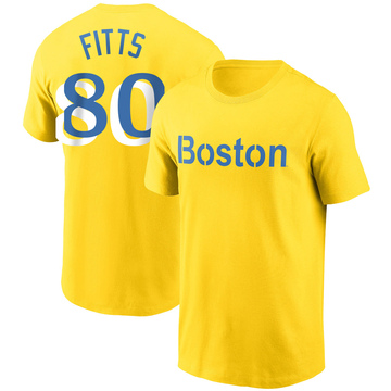 Men's Boston Red Sox Richard Fitts ＃80 City Connect Name & Number T-Shirt - Gold