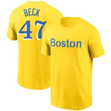 Men's Boston Red Sox Rod Beck ＃47 City Connect Name & Number T-Shirt - Gold