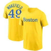 Men's Boston Red Sox Tim Wakefield ＃49 City Connect Name & Number T-Shirt - Gold