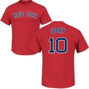 Men's Boston Red Sox Trevor Story ＃10 Roster Name & Number T-Shirt - Scarlet