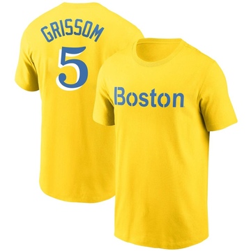 Men's Boston Red Sox Vaughn Grissom ＃5 City Connect Name & Number T-Shirt - Gold