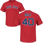 Men's Boston Red Sox Wyatt Mills ＃40 Roster Name & Number T-Shirt - Scarlet