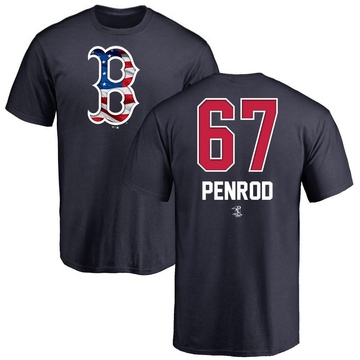 Men's Boston Red Sox Zach Penrod ＃67 Name and Number Banner Wave T-Shirt - Navy