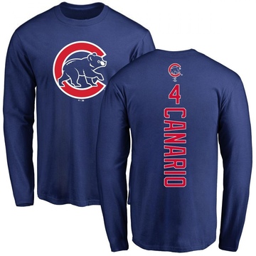 Men's Chicago Cubs Alexander Canario ＃4 Backer Long Sleeve T-Shirt - Royal