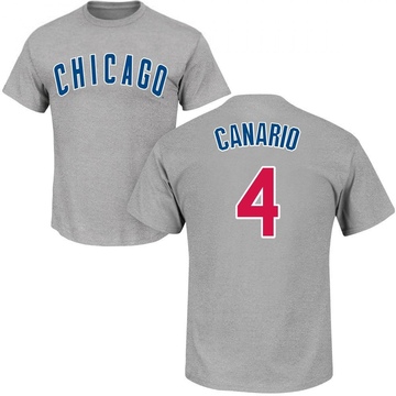 Men's Chicago Cubs Alexander Canario ＃4 Roster Name & Number T-Shirt - Gray