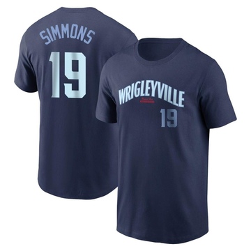 Men's Chicago Cubs Andrelton Simmons ＃19 City Connect Name & Number T-Shirt - Navy