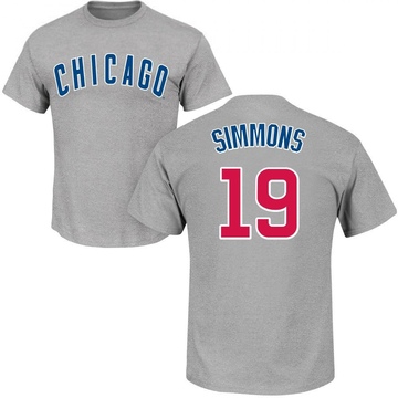 Men's Chicago Cubs Andrelton Simmons ＃19 Roster Name & Number T-Shirt - Gray