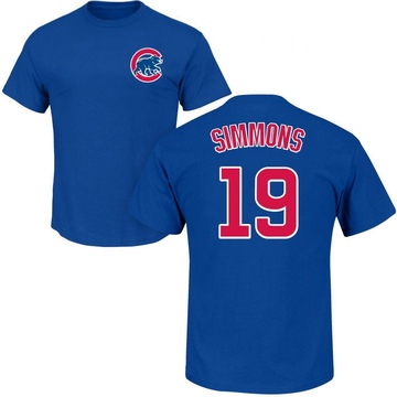 Men's Chicago Cubs Andrelton Simmons ＃19 Roster Name & Number T-Shirt - Royal