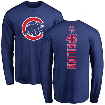 Men's Chicago Cubs Caleb Kilian ＃45 Backer Long Sleeve T-Shirt - Royal