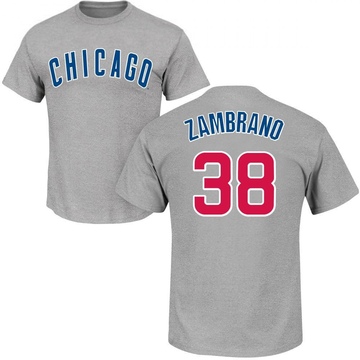 Men's Chicago Cubs Carlos Zambrano ＃38 Roster Name & Number T-Shirt - Gray