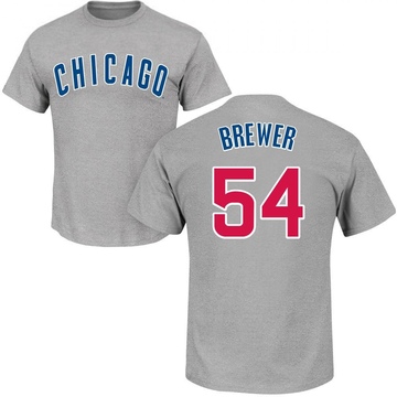 Men's Chicago Cubs Colten Brewer ＃54 Roster Name & Number T-Shirt - Gray