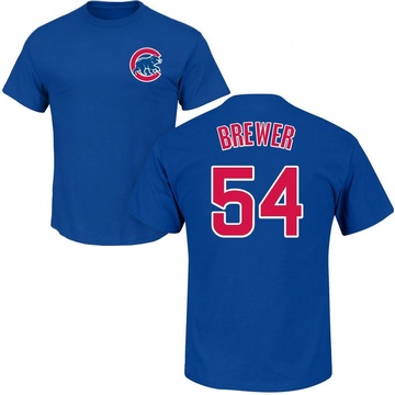 Men's Chicago Cubs Colten Brewer ＃54 Roster Name & Number T-Shirt - Royal