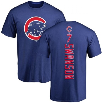 Men's Chicago Cubs Dansby Swanson ＃7 Backer T-Shirt - Royal