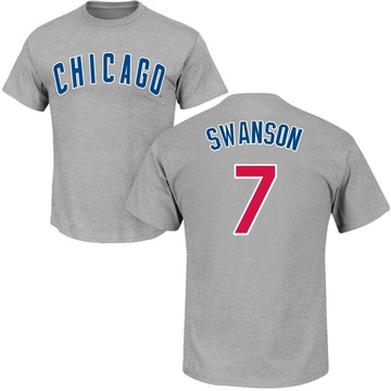 Men's Chicago Cubs Dansby Swanson ＃7 Roster Name & Number T-Shirt - Gray