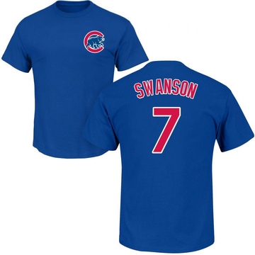 Men's Chicago Cubs Dansby Swanson ＃7 Roster Name & Number T-Shirt - Royal