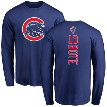 Men's Chicago Cubs David Bote ＃13 Backer Long Sleeve T-Shirt - Royal