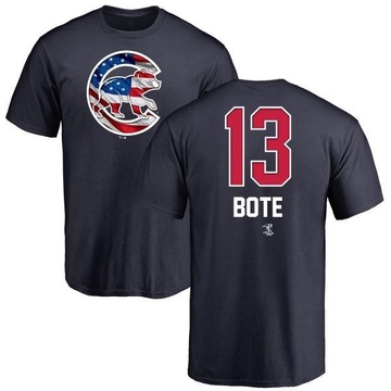 Men's Chicago Cubs David Bote ＃13 Name and Number Banner Wave T-Shirt - Navy