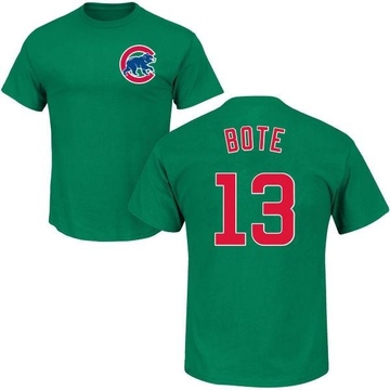 Men's Chicago Cubs David Bote ＃13 St. Patrick's Day Roster Name & Number T-Shirt - Green