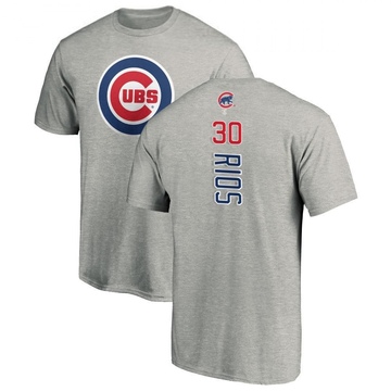 Men's Chicago Cubs Edwin Rios ＃30 Backer T-Shirt Ash