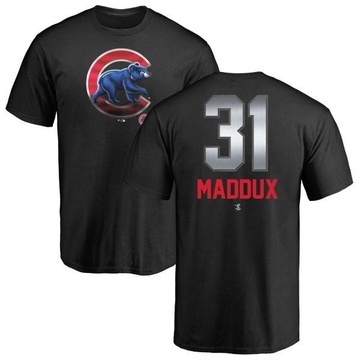 Men's Chicago Cubs Greg Maddux ＃31 Midnight Mascot T-Shirt - Black