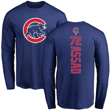 Men's Chicago Cubs Javier Assad ＃72 Backer Long Sleeve T-Shirt - Royal