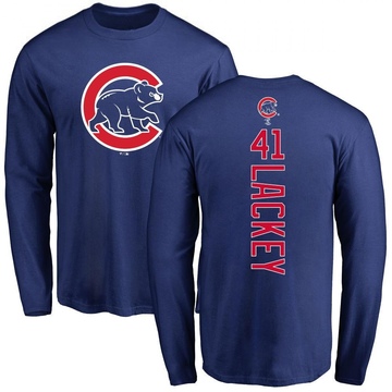 Men's Chicago Cubs John Lackey ＃41 Backer Long Sleeve T-Shirt - Royal