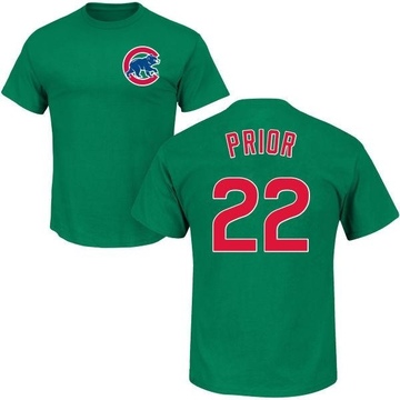 Men's Chicago Cubs Mark Prior ＃22 St. Patrick's Day Roster Name & Number T-Shirt - Green