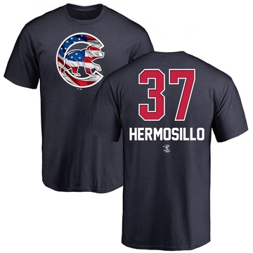 Men's Chicago Cubs Michael Hermosillo ＃37 Name and Number Banner Wave T-Shirt - Navy