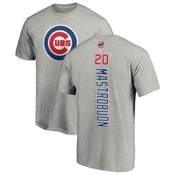 Men's Chicago Cubs Miles Mastrobuoni ＃20 Backer T-Shirt Ash