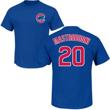 Men's Chicago Cubs Miles Mastrobuoni ＃20 Roster Name & Number T-Shirt - Royal