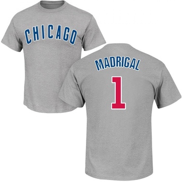 Men's Chicago Cubs Nick Madrigal ＃1 Roster Name & Number T-Shirt - Gray