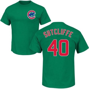 Men's Chicago Cubs Rick Sutcliffe ＃40 St. Patrick's Day Roster Name & Number T-Shirt - Green